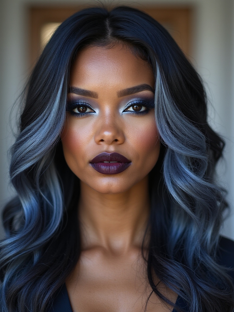 icy ash blue black contrast