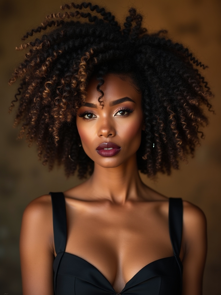 layered afro with curls