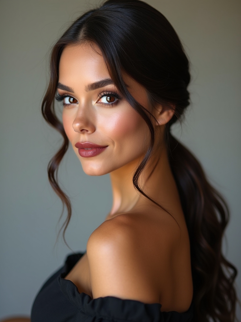 low tucked bubble ponytail