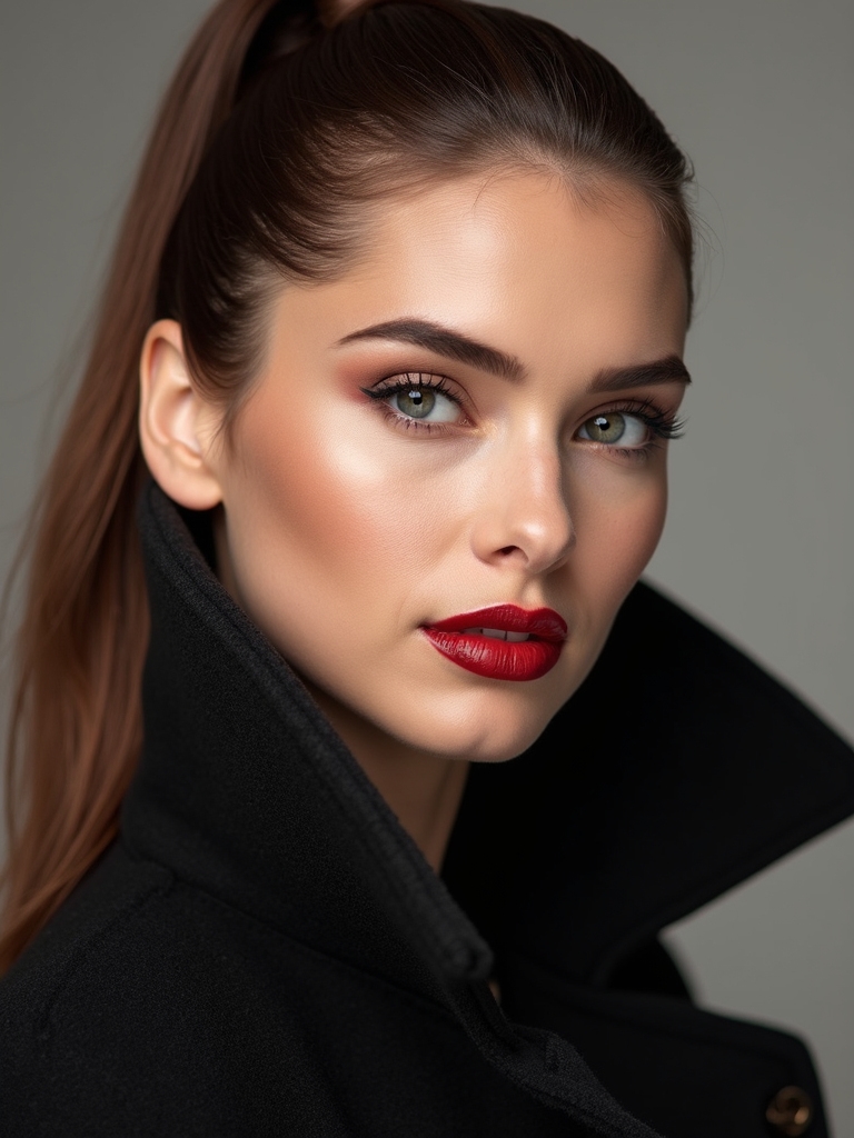 low tucked under ponytail style