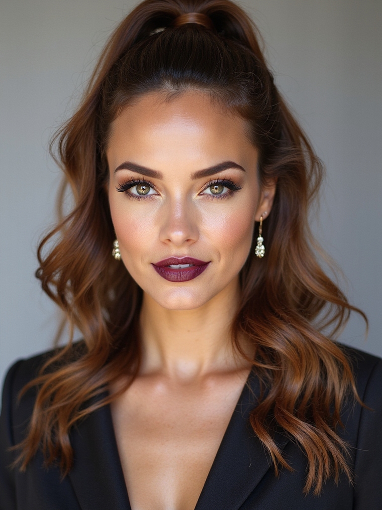 mid height textured face framing ponytail
