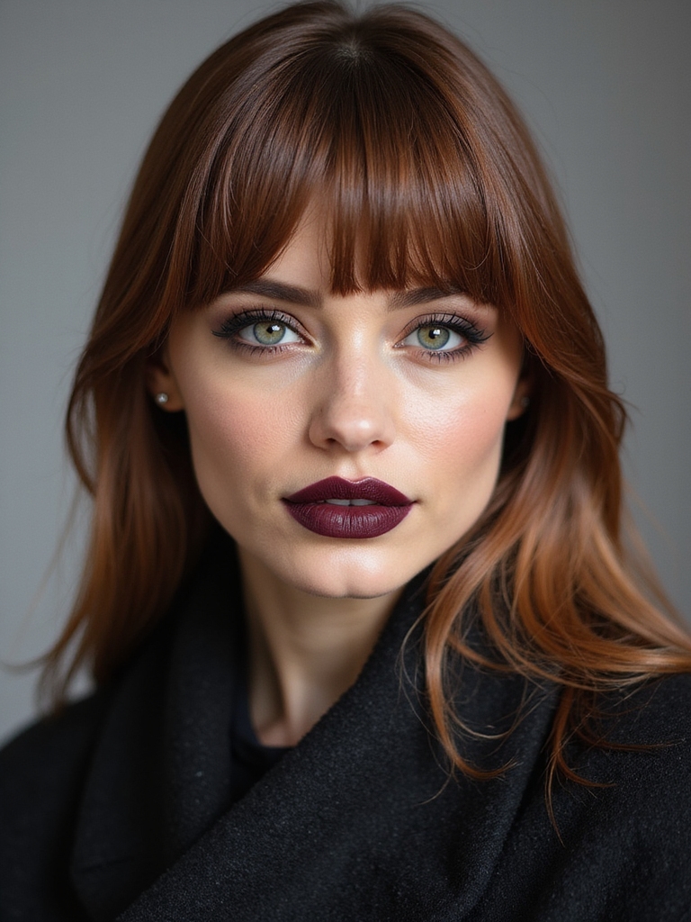 polished curtain bangs with lift