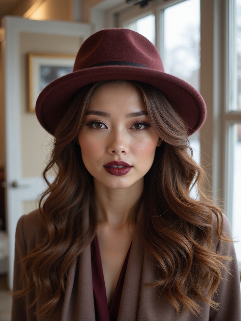 polished half up hairstyles indoors