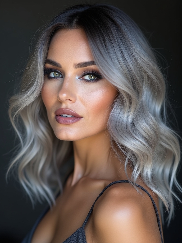 rooted silver grey low maintenance