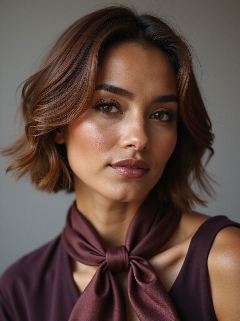 scarf friendly textured layered bob