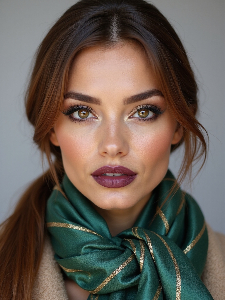scarf wrapped polished ponytail style