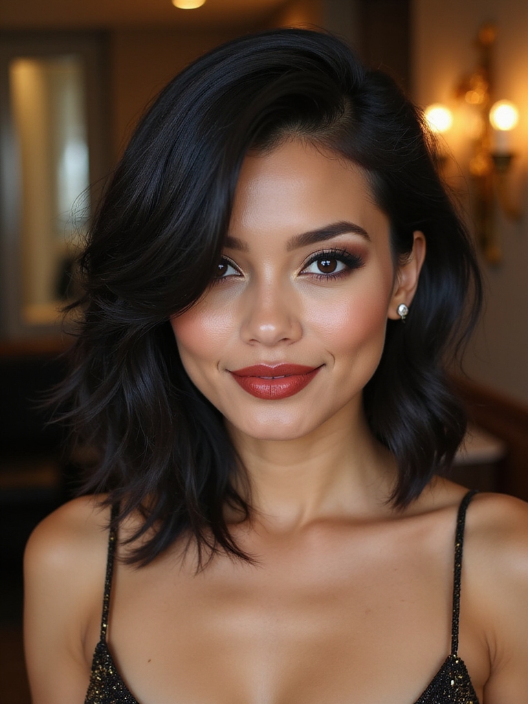 sleek asymmetrical lob styling
