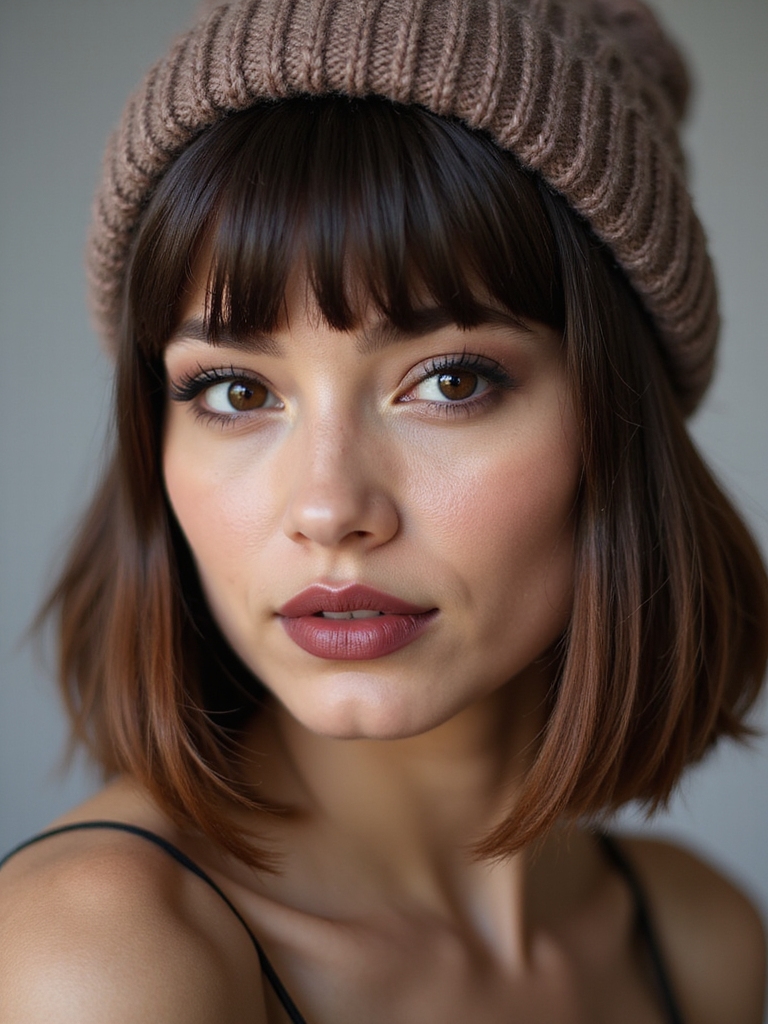sleek blunt bob beanie