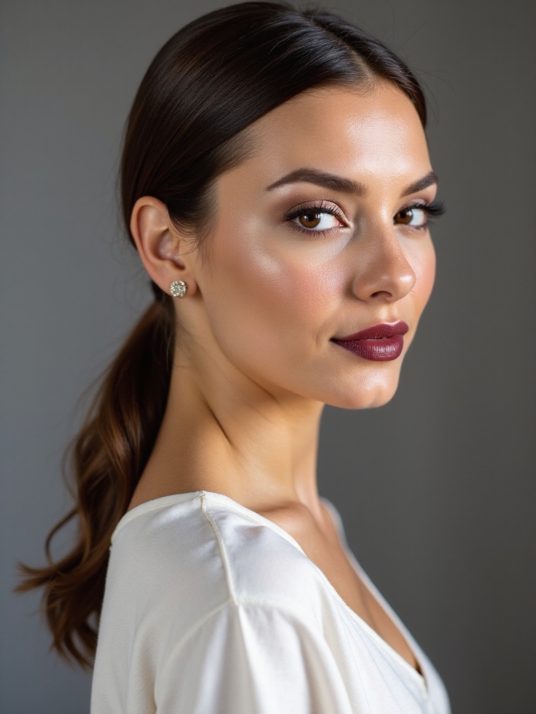 sleek low ponytail wrapped