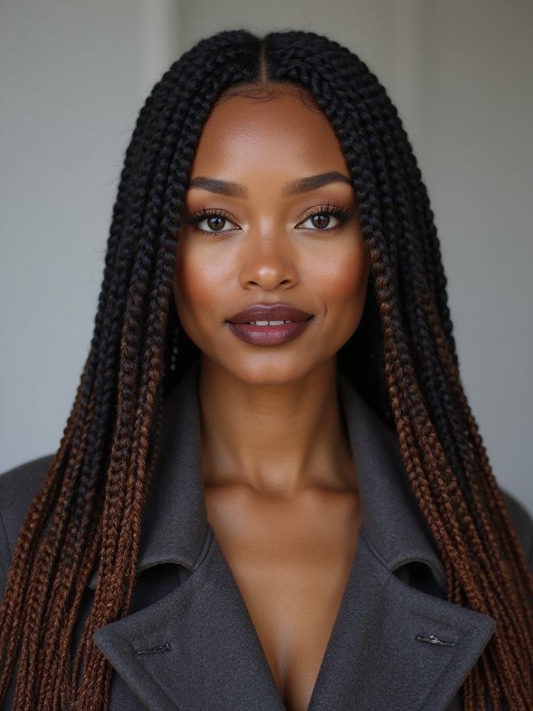 sleek low tucked braids