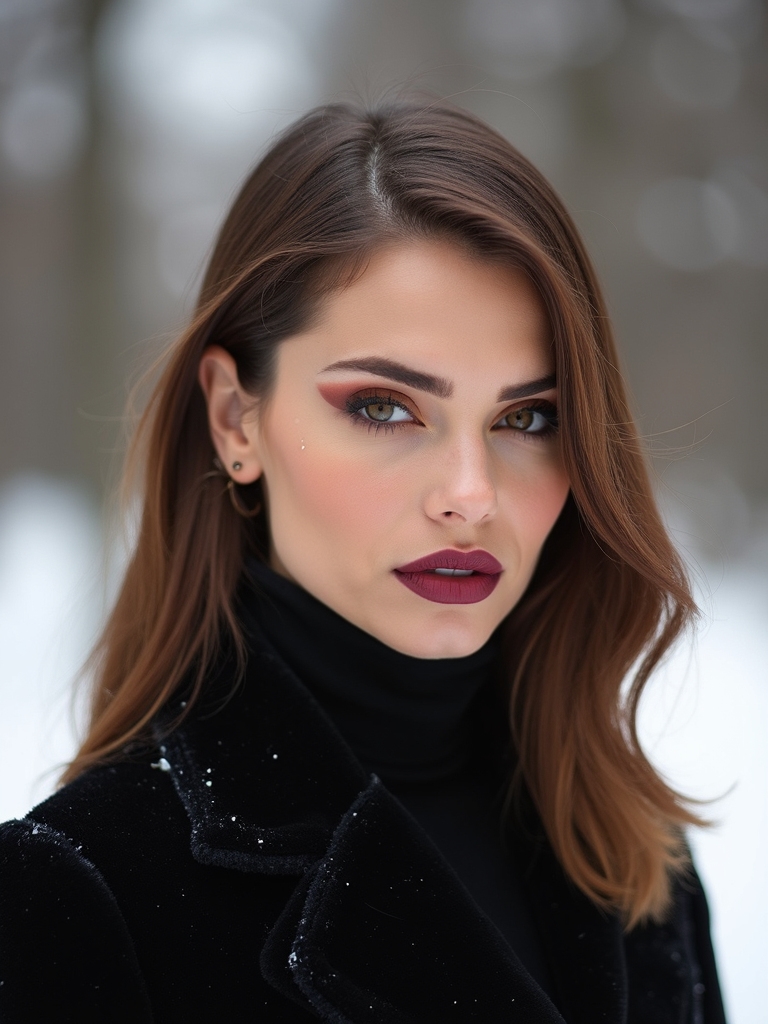 sleek side parted backcombed crown