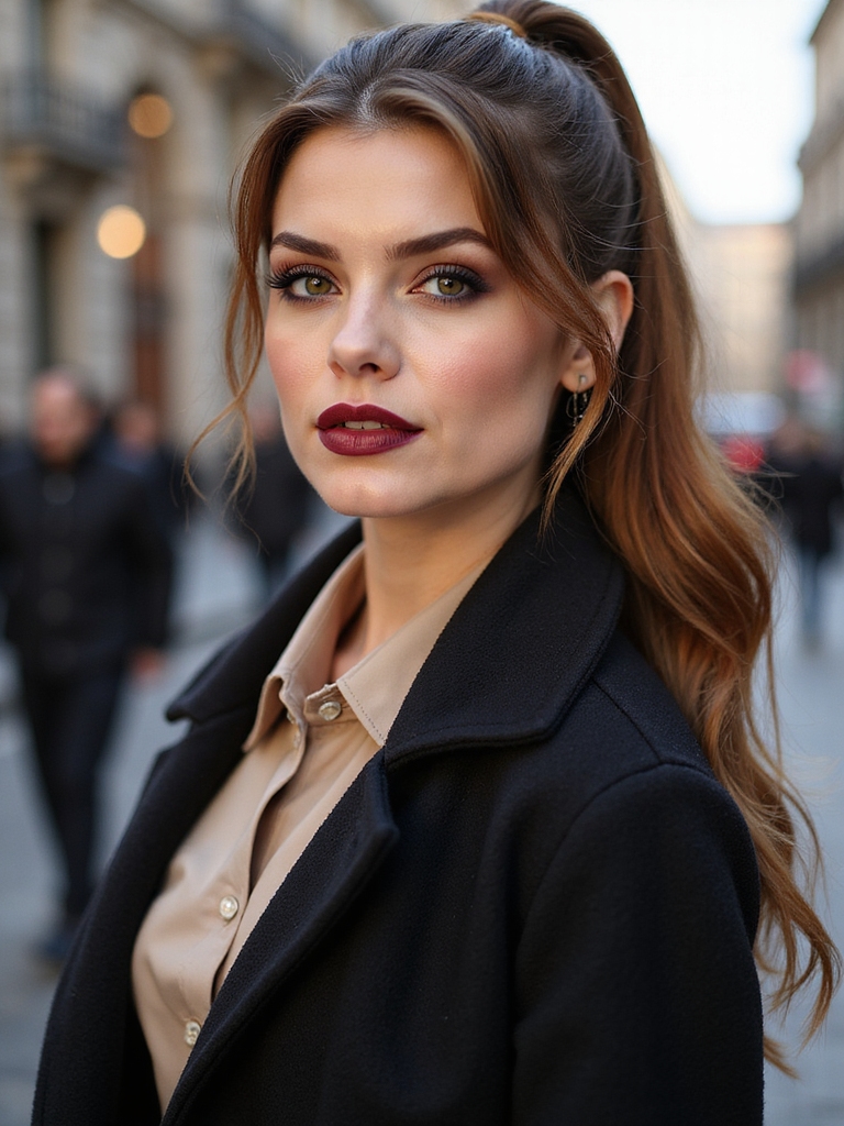 softly teased half up ponytail