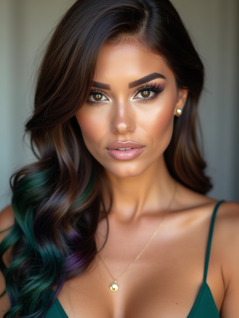subtle jewel toned hair accents