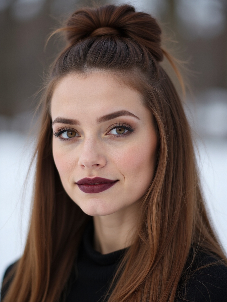 teased crown half up twist