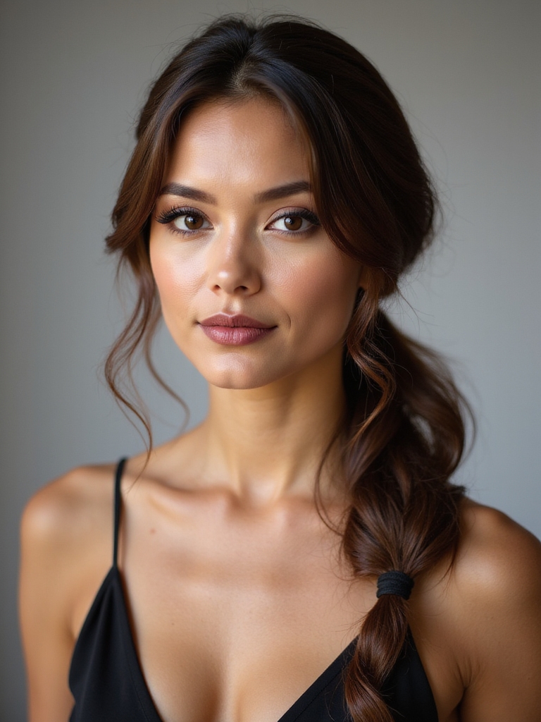 textured low ponytail with wrap