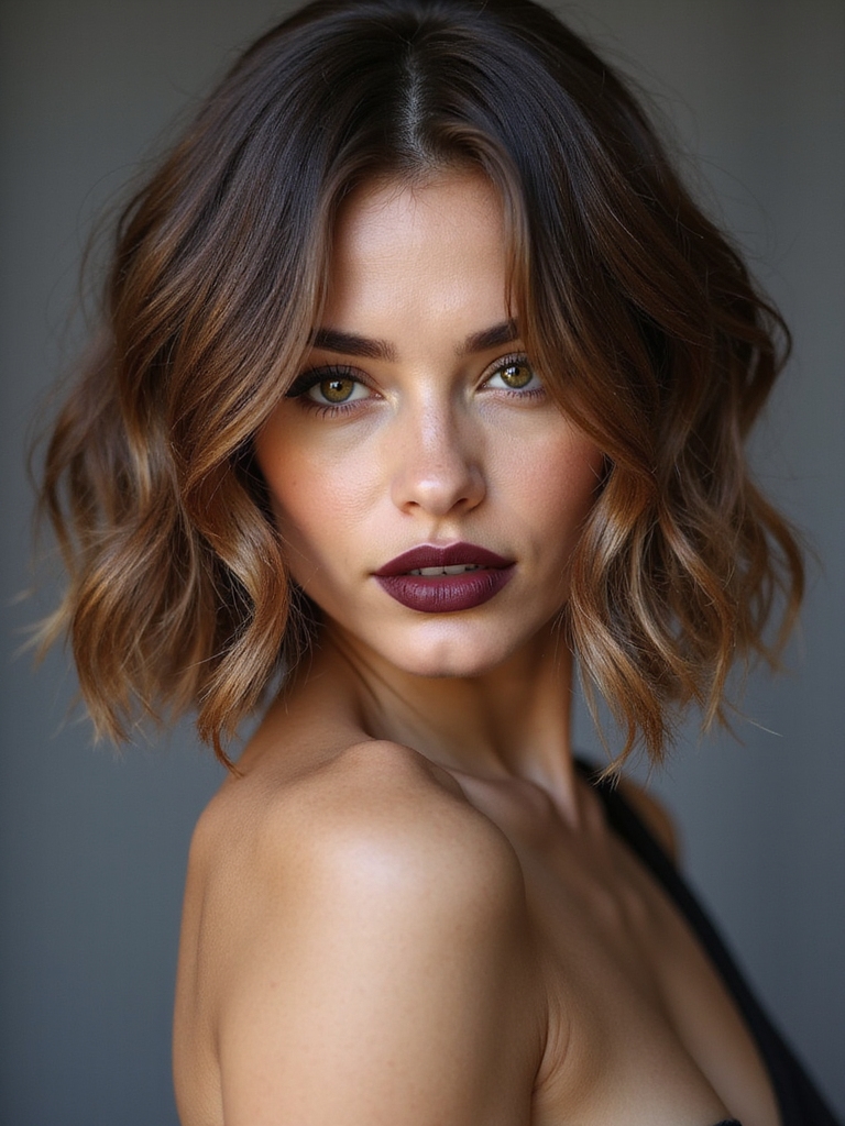 textured shoulder length bob silhouette
