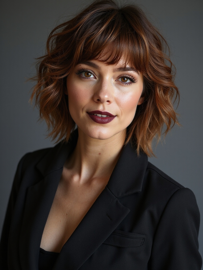 tousled short shag layers