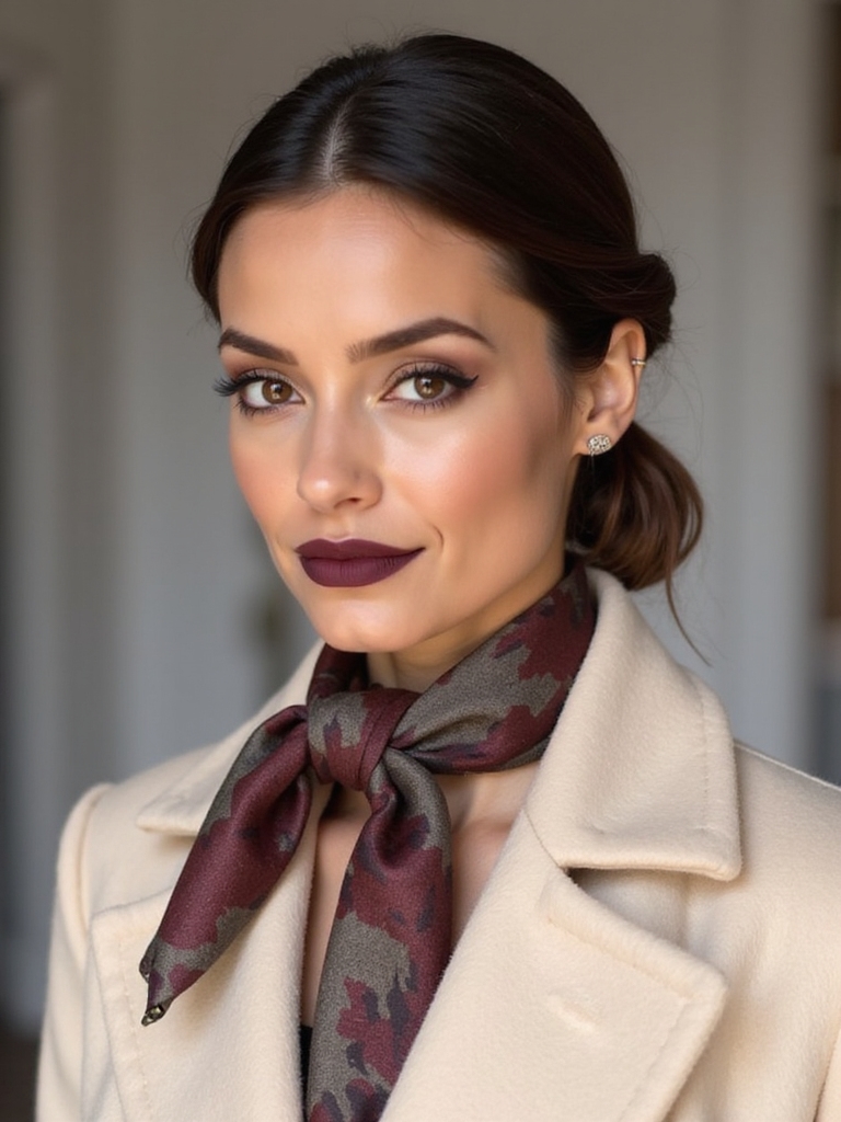 undone low knot with scarf