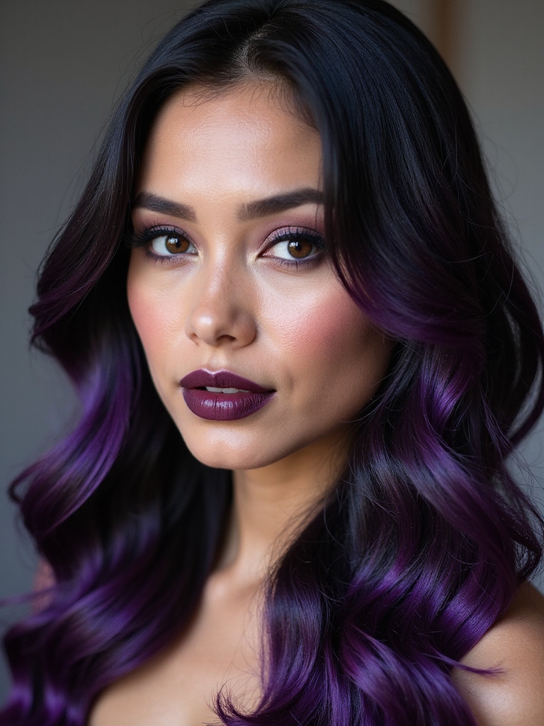 violet black glossy cool tone