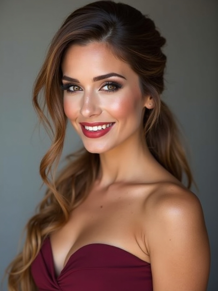 volumized low ponytail wrapped