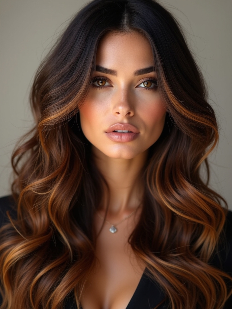 warm caramel highlights for brunettes
