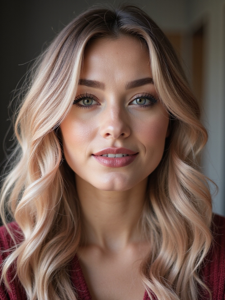 warm rose gold blonde accents